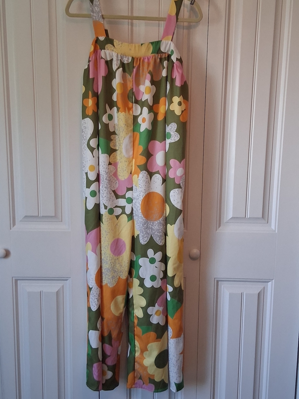 SHEIN Palazzo Floral Jumper/Romper with Pink & Yellow Blooms, Women's Size M